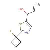 Chemical structure of 1-[2-(1-fluorocyclobutyl)-1,3-thiazol-5-yl]prop-2-en-1-ol - CSSB14985825927