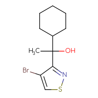 Chemical structure of 1-(4-bromo-1,2-thiazol-3-yl)-1-cyclohexylethan-1-ol - CSSB02133439480