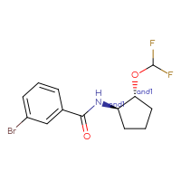 Chemical structure of rac-3-bromo-N-[(1R,2R)-2-(difluoromethoxy)cyclopentyl]benzamide - CSSB21444812371