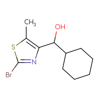 Chemical structure of (2-bromo-5-methyl-1,3-thiazol-4-yl)(cyclohexyl)methanol - CSSB21246482814