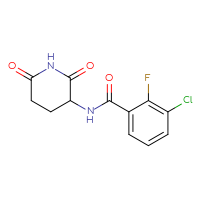 Chemical structure of 3-chloro-N-(2,6-dioxopiperidin-3-yl)-2-fluorobenzamide - CSSB00030518196