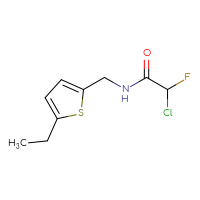 Chemical structure of 2-chloro-N-[(5-ethylthiophen-2-yl)methyl]-2-fluoroacetamide - CSSB09888714201