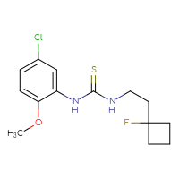 Chemical structure of 1-(5-chloro-2-methoxyphenyl)-3-[2-(1-fluorocyclobutyl)ethyl]thiourea - CSSB02041203680