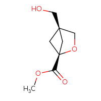 Chemical structure of methyl (1r,4s)-4-(hydroxymethyl)-2-oxabicyclo[2.1.1]hexane-1-carboxylate - CSSB06440642142