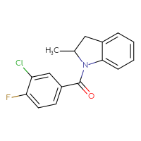 Chemical structure of 1-(3-chloro-4-fluorobenzoyl)-2-methyl-2,3-dihydro-1H-indole - CSSB02034511675