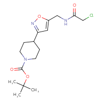 Chemical structure of tert-butyl 4-{5-[(2-chloroacetamido)methyl]-1,2-oxazol-3-yl}piperidine-1-carboxylate - CSSB01911839874