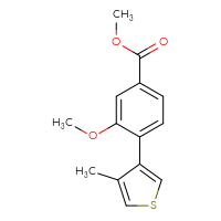 Chemical structure of methyl 3-methoxy-4-(4-methylthiophen-3-yl)benzoate - CSSB02369564749