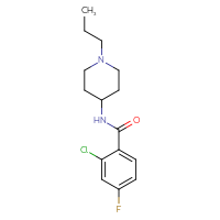 Chemical structure of 2-chloro-4-fluoro-N-(1-propylpiperidin-4-yl)benzamide - CSSB00026858716