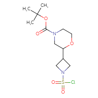 Chemical structure of tert-butyl 2-[1-(chlorosulfonyl)azetidin-3-yl]morpholine-4-carboxylate - CSSB06626716754