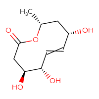 Chemical structure of (4S,5S,8S,10R)-4,5,8-trihydroxy-10-methyl-3,4,5,8,9,10-hexahydro-2H-oxecin-2-one - CSSB00035145032
