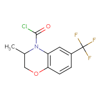 Chemical structure of 3-methyl-6-(trifluoromethyl)-3,4-dihydro-2H-1,4-benzoxazine-4-carbonyl chloride - CSSB21224775475