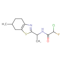 Chemical structure of 2-chloro-2-fluoro-N-[1-(6-methyl-4,5,6,7-tetrahydro-1,3-benzothiazol-2-yl)ethyl]acetamide - CSSB21332116427