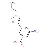 Chemical structure of 3-amino-5-(1-propyl-1H-pyrazol-4-yl)benzoic acid - CSSB06593735154