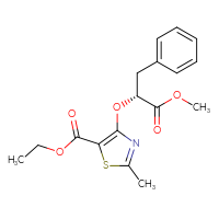Chemical structure of ethyl 4-{[(2R)-1-methoxy-1-oxo-3-phenylpropan-2-yl]oxy}-2-methyl-1,3-thiazole-5-carboxylate - CSSB21531616309