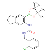 Chemical structure of 1-[(2-chlorophenyl)methyl]-3-[6-(4,4,5,5-tetramethyl-1,3,2-dioxaborolan-2-yl)-2,3-dihydro-1H-inden-5-yl]urea - CSSB21332132952