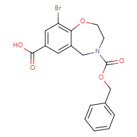 Chemical structure of 4-[(benzyloxy)carbonyl]-9-bromo-2,3,4,5-tetrahydro-1,4-benzoxazepine-7-carboxylic acid - CSSB00135091159