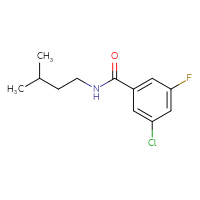 Chemical structure of 3-chloro-5-fluoro-N-(3-methylbutyl)benzamide - CSSB01994425576
