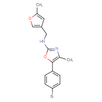Chemical structure of 5-(4-bromophenyl)-4-methyl-N-[(5-methylfuran-3-yl)methyl]-1,3-oxazol-2-amine - CSSB21495848941