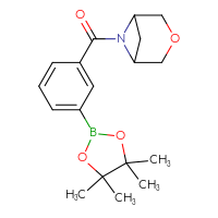Chemical structure of 6-[3-(4,4,5,5-tetramethyl-1,3,2-dioxaborolan-2-yl)benzoyl]-3-oxa-6-azabicyclo[3.1.1]heptane - CSSB02195990836