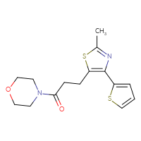 Chemical structure of 3-[2-methyl-4-(thiophen-2-yl)-1,3-thiazol-5-yl]-1-(morpholin-4-yl)propan-1-one - CSSB00160657041