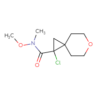 Chemical structure of 1-chloro-N-methoxy-N-methyl-6-oxaspiro[2.5]octane-1-carboxamide - CSSB03540212431