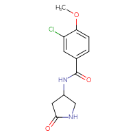 Chemical structure of 3-chloro-4-methoxy-N-(5-oxopyrrolidin-3-yl)benzamide - CSSB02005615796