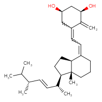 Chemical structure of (1R,3R)-5-{2-[(1R,3aS,7aR)-1-[(2R,3E,5R)-5,6-dimethylhept-3-en-2-yl]-7a-methyl-octahydro-1H-inden-4-ylidene]ethylidene}-4-methylidenecyclohexane-1,3-diol - CSSB20620527373