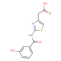 Chemical structure of 2-[2-(3-hydroxybenzamido)-1,3-thiazol-4-yl]acetic acid - CSSB00000631369