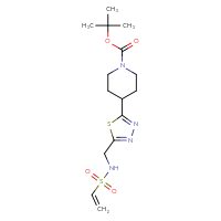 Chemical structure of tert-butyl 4-[5-(ethenesulfonamidomethyl)-1,3,4-thiadiazol-2-yl]piperidine-1-carboxylate - CSSB21332126100