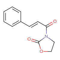 Chemical structure of 3-[(2E)-3-phenylprop-2-enoyl]-1,3-oxazolidin-2-one - CSSB00160494376