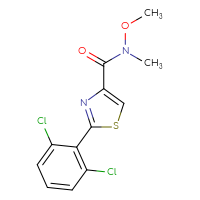 Chemical structure of 2-(2,6-dichlorophenyl)-N-methoxy-N-methyl-1,3-thiazole-4-carboxamide - CSSB00990269790