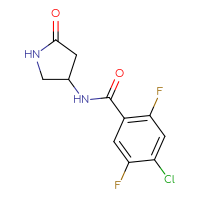 Chemical structure of 4-chloro-2,5-difluoro-N-(5-oxopyrrolidin-3-yl)benzamide - CSSB02006462297