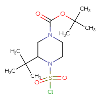 Chemical structure of tert-butyl 3-tert-butyl-4-(chlorosulfonyl)piperazine-1-carboxylate - CSSB00155192356