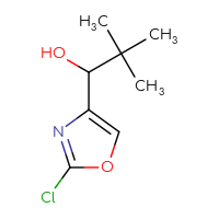 Chemical structure of 1-(2-chloro-1,3-oxazol-4-yl)-2,2-dimethylpropan-1-ol - CSSB21246442085