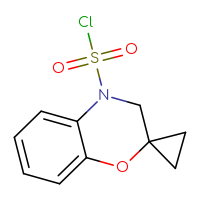 Chemical structure of 3,4-dihydrospiro[1,4-benzoxazine-2,1'-cyclopropane]-4-sulfonyl chloride - CSSB15005990465