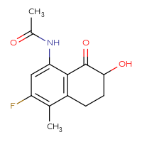 Chemical structure of N-(3-fluoro-7-hydroxy-4-methyl-8-oxo-5,6,7,8-tetrahydronaphthalen-1-yl)acetamide - CSSB20785370663