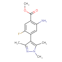 Chemical structure of methyl 2-amino-5-fluoro-4-(1,3,5-trimethyl-1H-pyrazol-4-yl)benzoate - CSSB06587262535
