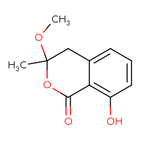 Chemical structure of 8-hydroxy-3-methoxy-3-methyl-3,4-dihydro-1H-2-benzopyran-1-one - CSSB00010676358
