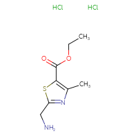 Chemical structure of ethyl 2-(aminomethyl)-4-methyl-1,3-thiazole-5-carboxylate dihydrochloride - CSSB21381578074