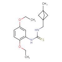 Chemical structure of 1-(2,5-diethoxyphenyl)-3-({3-methylbicyclo[1.1.1]pentan-1-yl}methyl)thiourea - CSSB21432518574