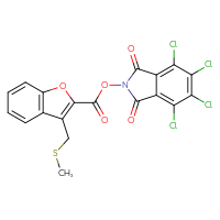Chemical structure of 4,5,6,7-tetrachloro-1,3-dioxo-2,3-dihydro-1H-isoindol-2-yl 3-[(methylsulfanyl)methyl]-1-benzofuran-2-carboxylate - CSSB20270128457