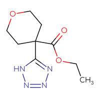Chemical structure of ethyl 4-(1H-1,2,3,4-tetrazol-5-yl)oxane-4-carboxylate - CSSB14929379720