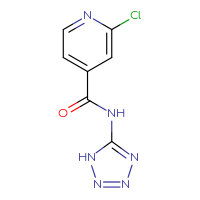 Chemical structure of 2-chloro-N-(1H-1,2,3,4-tetrazol-5-yl)pyridine-4-carboxamide - CSSB00025239874