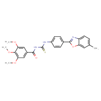 Chemical structure of 1-[4-(6-methyl-1,3-benzoxazol-2-yl)phenyl]-3-(3,4,5-trimethoxybenzoyl)thiourea - CSSB00121706429