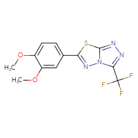 Chemical structure of 6-(3,4-dimethoxyphenyl)-3-(trifluoromethyl)-[1,2,4]triazolo[3,4-b][1,3,4]thiadiazole - CSSB00121637603