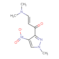 Chemical structure of (2E)-3-(dimethylamino)-1-(1-methyl-4-nitro-1H-pyrazol-3-yl)prop-2-en-1-one - CSSB00010143930