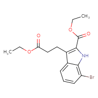 Chemical structure of ethyl 7-bromo-3-(3-ethoxy-3-oxopropyl)-1H-indole-2-carboxylate - CSSB00025707416
