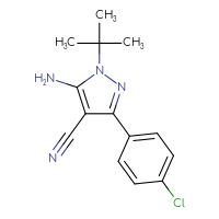 Chemical structure of 5-amino-1-tert-butyl-3-(4-chlorophenyl)-1H-pyrazole-4-carbonitrile - CSSB00016251959