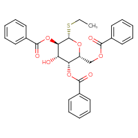 Chemical structure of [(2R,3R,4S,5R,6S)-3,5-bis(benzoyloxy)-6-(ethylsulfanyl)-4-hydroxyoxan-2-yl]methyl benzoate - CSSB00121570684