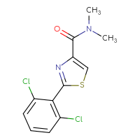 Chemical structure of 2-(2,6-dichlorophenyl)-N,N-dimethyl-1,3-thiazole-4-carboxamide - CSSB00918762697